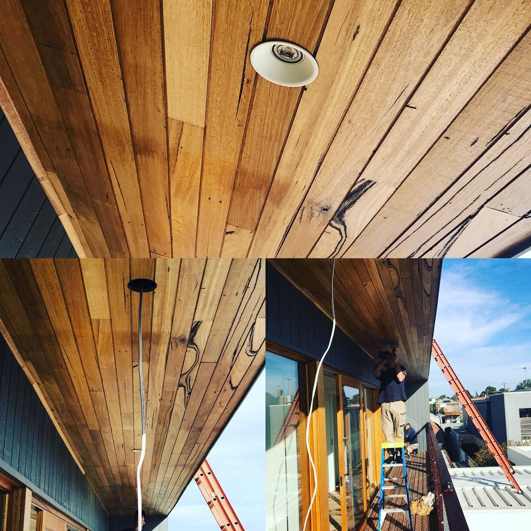 Post Under eave lighting installation CJ Electrical Solutions